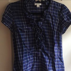 Blue plaid short sleeve shirt